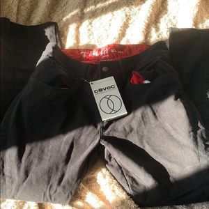 Black and red Bull-It motorcycling jeans